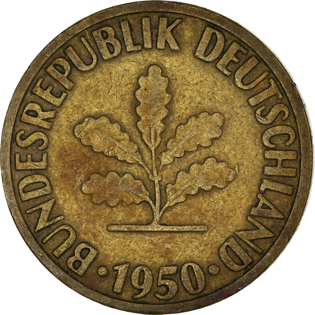 Moeda, ALEMANHA - REPÚBLICA FEDERAL, 10 Pfennig, 1950