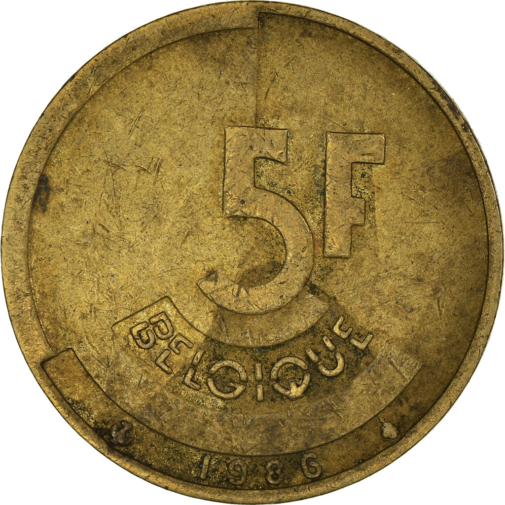 Monnaie, Belgique, 5 Francs, 5 Frank, 1986