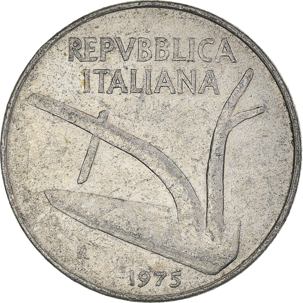 Moeda, Itália, 10 Lire, 1975