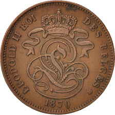 Belgium, Leopold II, 2 Centimes, 1870, EF(40-45), Copper, KM:35.1