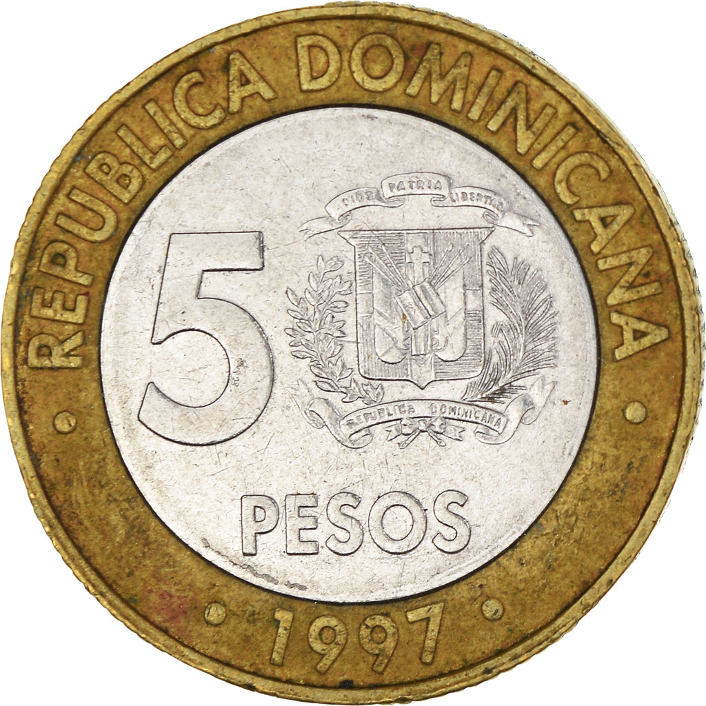 Münze, Dominican Republic, 5 Pesos, 1997