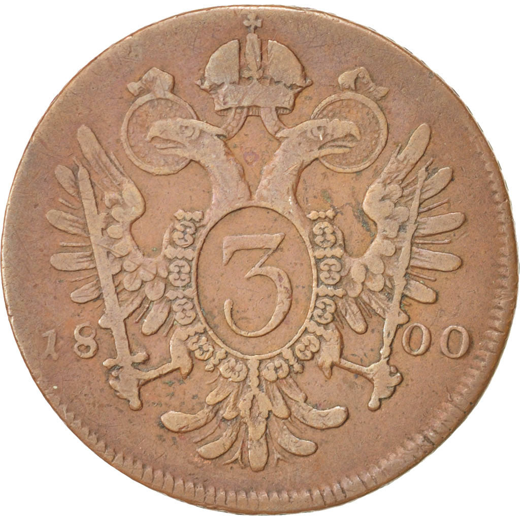 Austria, Franz II (I), 3 Kreuzer, 1800, Prague, VF(30-35), Copper, KM:2115.3