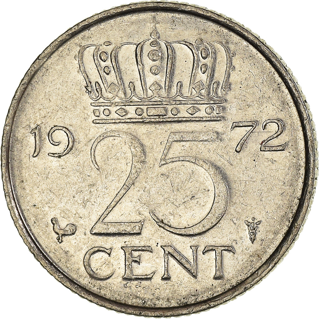 Moeda, Países Baixos, 25 Cents, 1972