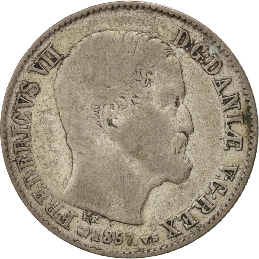 Denmark, Frederik VII, 16 Skilling Rigsmont, 1857, Copenhagen, VF(20-25), Sil...