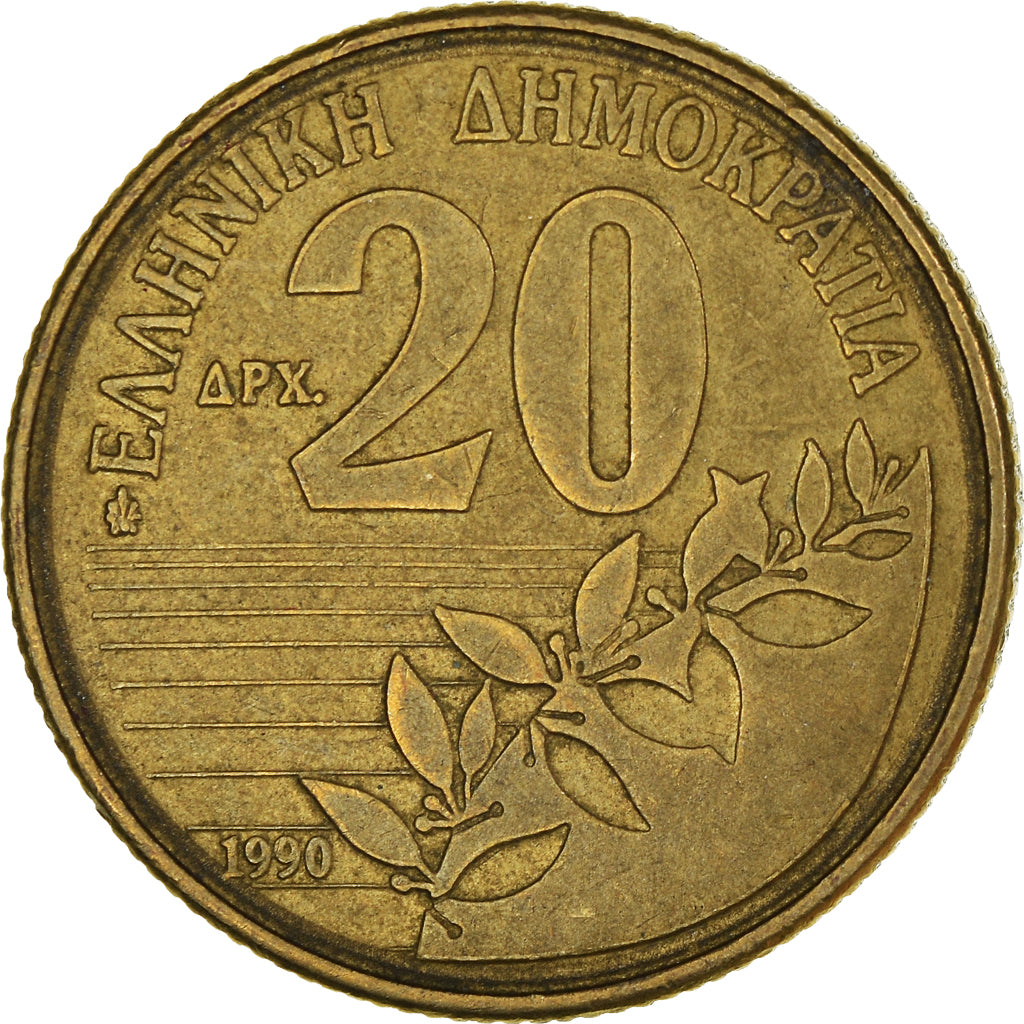 Moneta, Grecia, 20 Drachmes, 1990