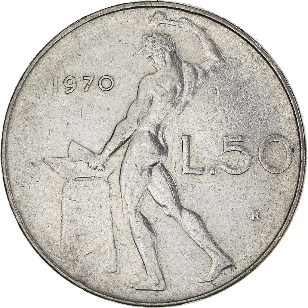Münze, Italien, 50 Lire, 1970