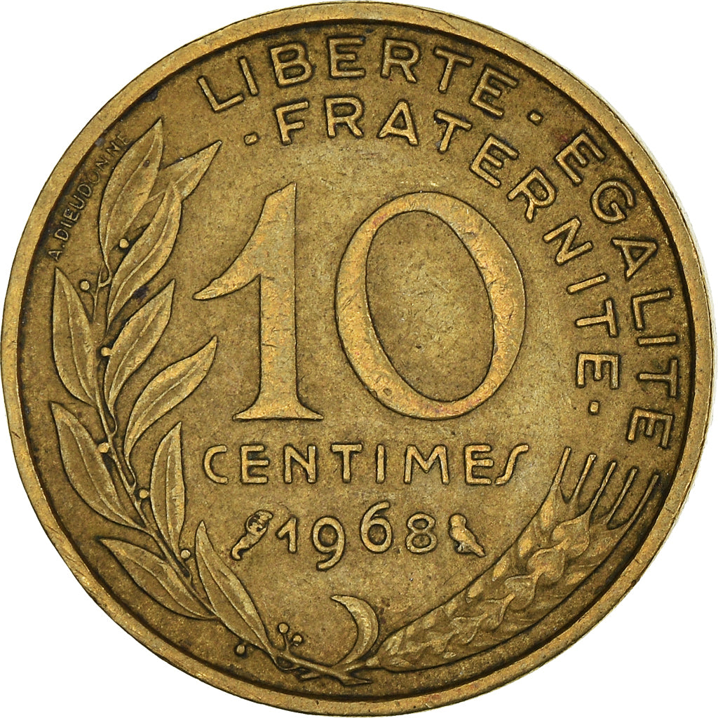 Moneta, Francja, 10 Centimes, 1968