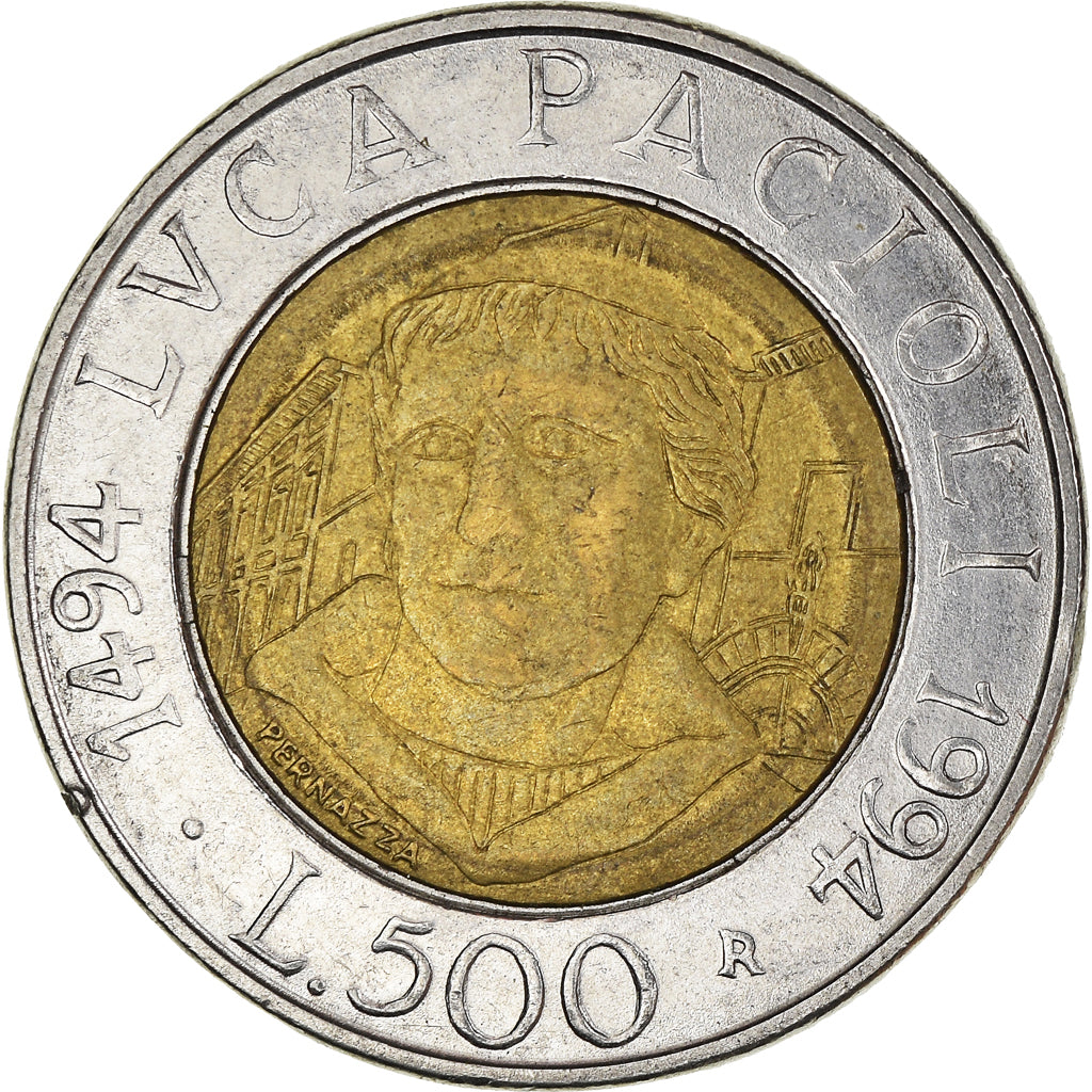 Münze, Italien, 500 Lire, 1994
