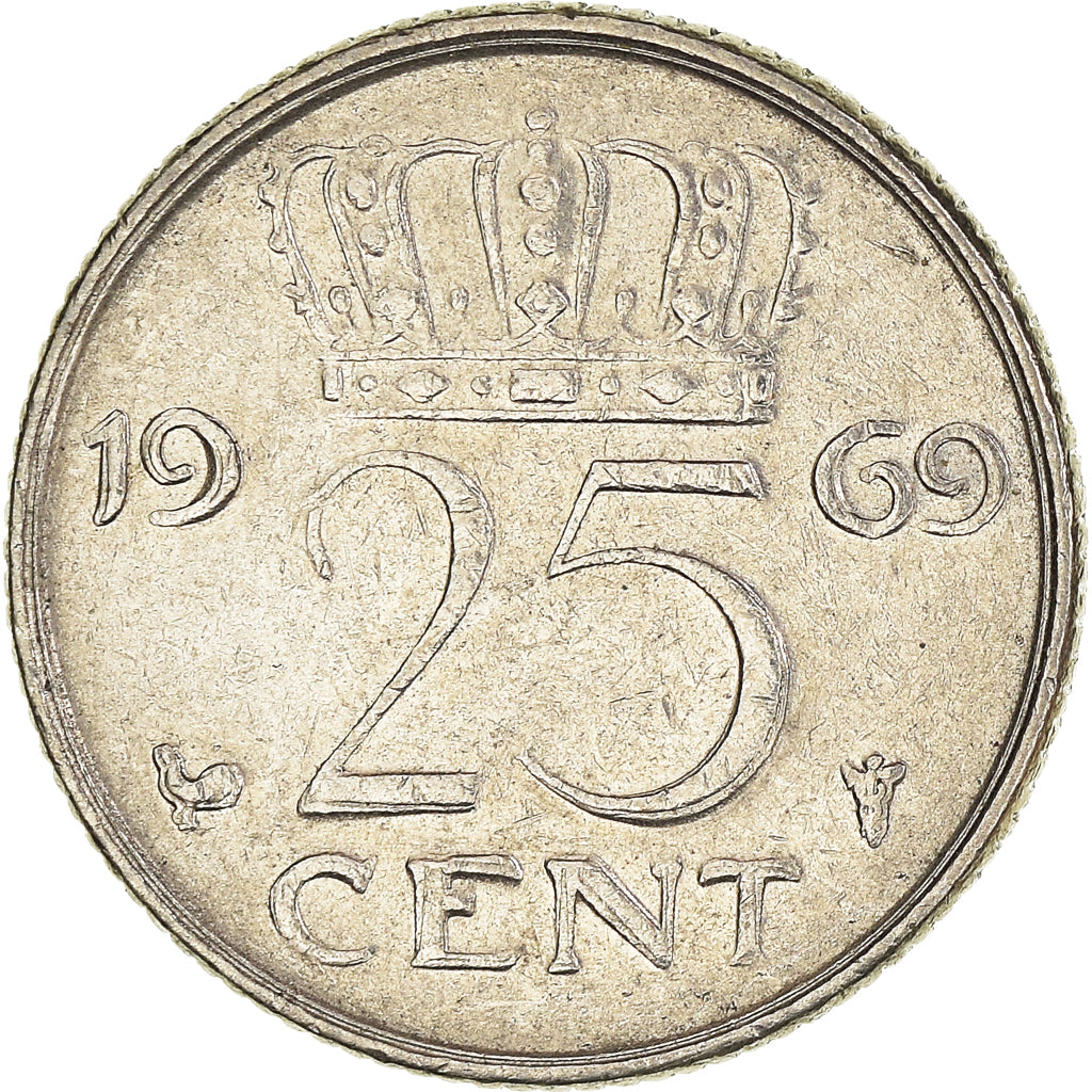 Münze, Niederlande, 25 Cents, 1969