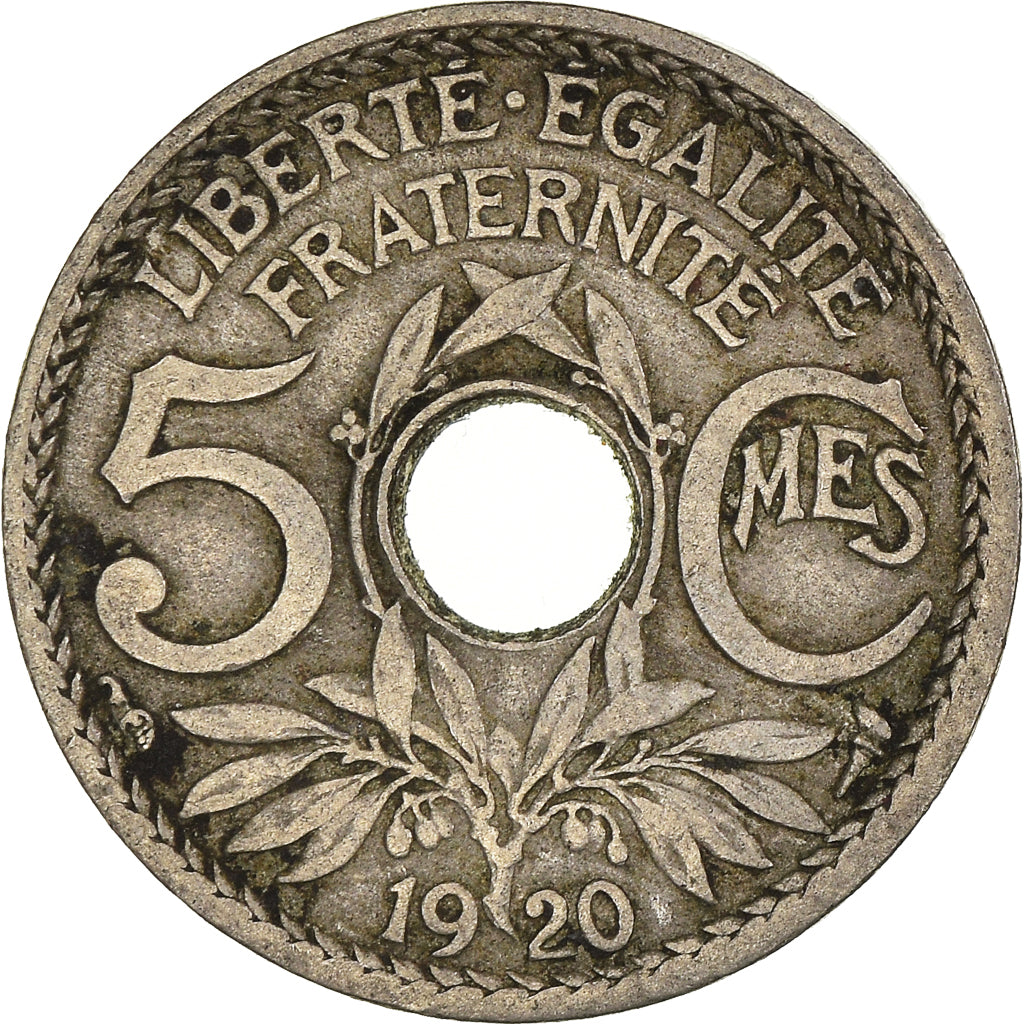 Moeda, França, 5 Centimes, 1920