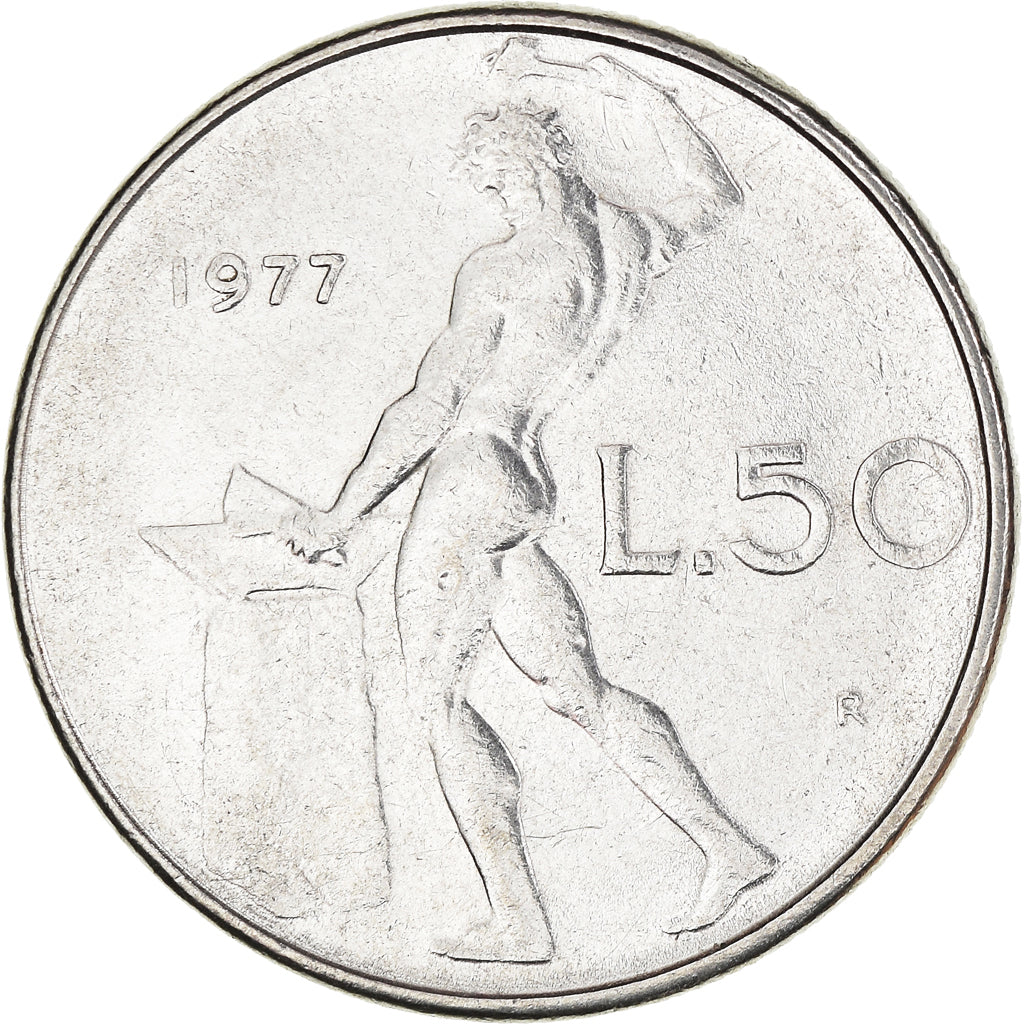 Münze, Italien, 50 Lire, 1977
