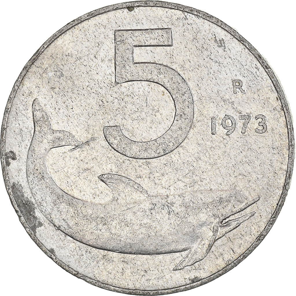 Moeda, Itália, 5 Lire, 1973