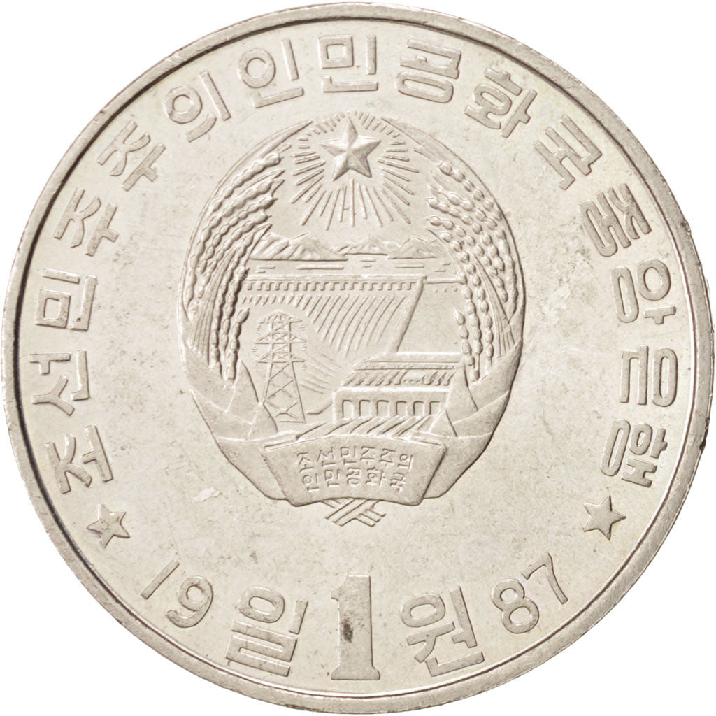 KOREA-NORTH, Won, 1987, AU(55-58), Copper-nickel, KM:14