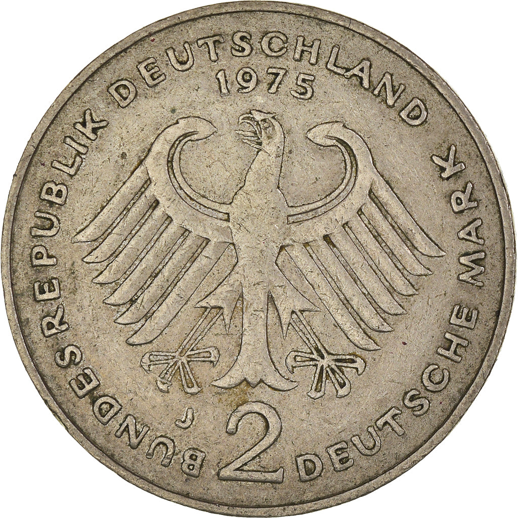 Moeda, ALEMANHA - REPÚBLICA FEDERAL, 2 Mark, 1975