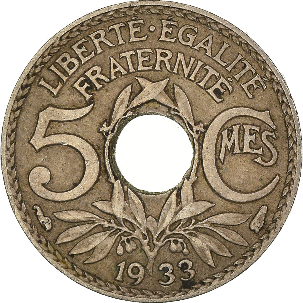 Munten, Frankrijk, 5 Centimes, 1933