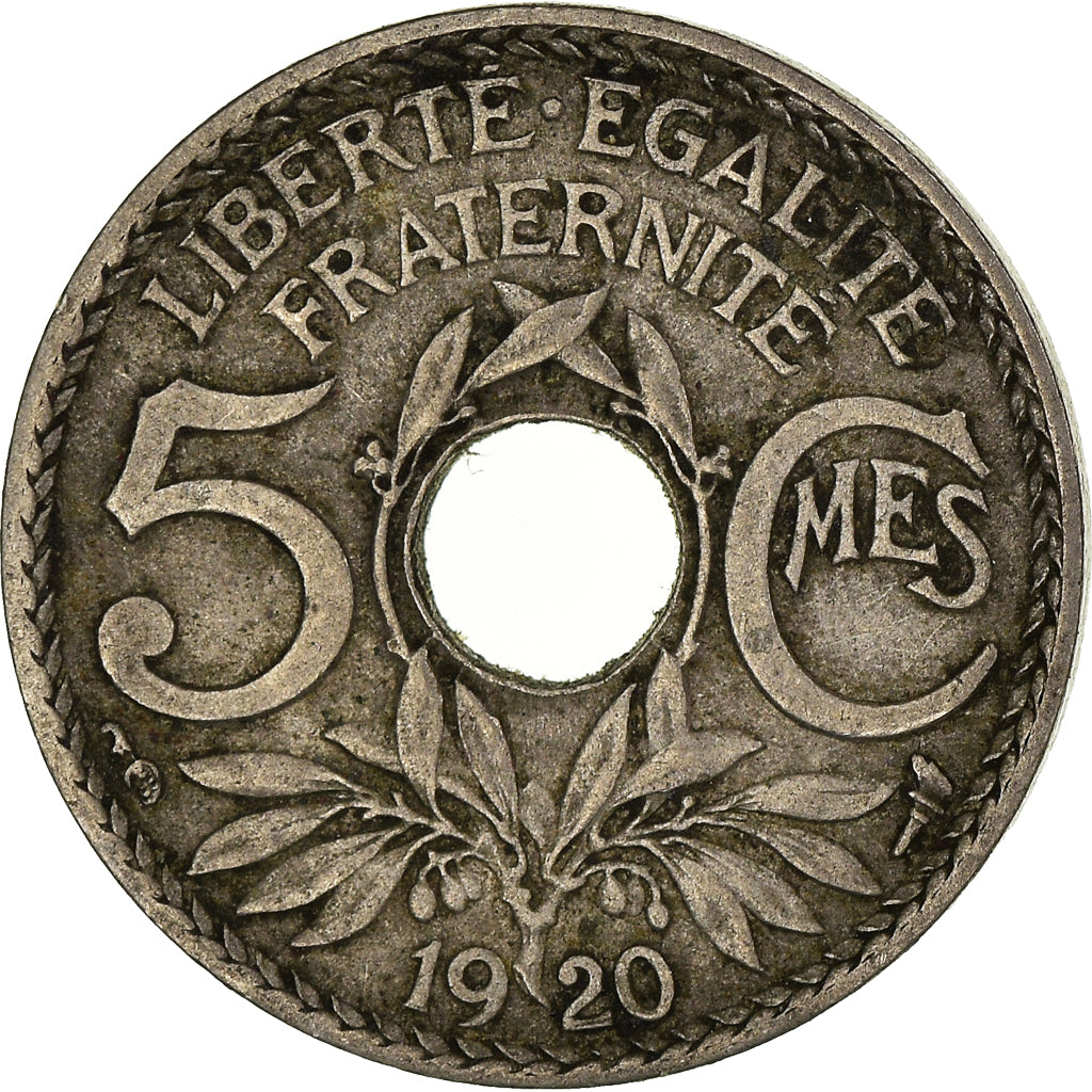 Moeda, França, 5 Centimes, 1920