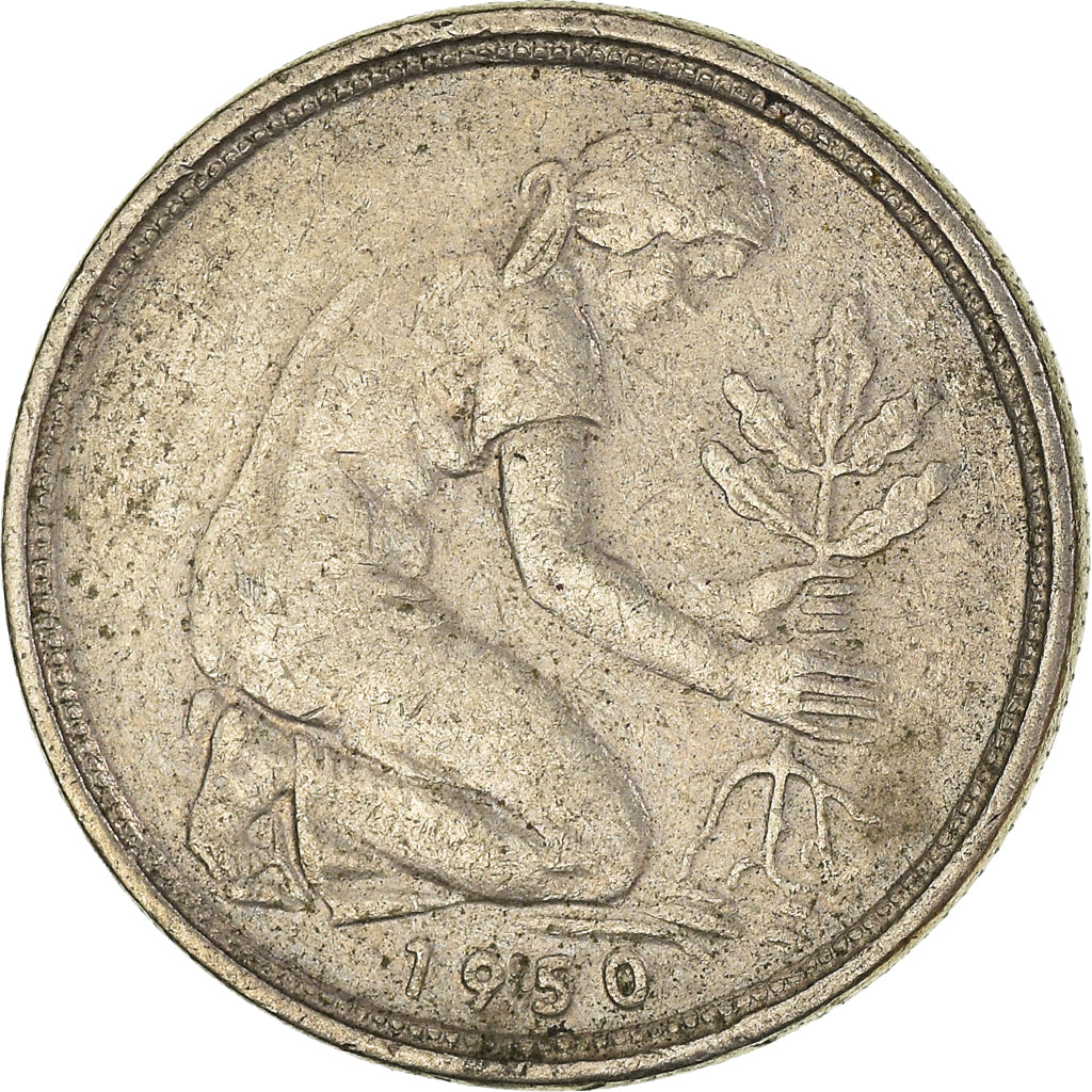 Moneda, ALEMANIA - REPÚBLICA FEDERAL, 50 Pfennig, 1950