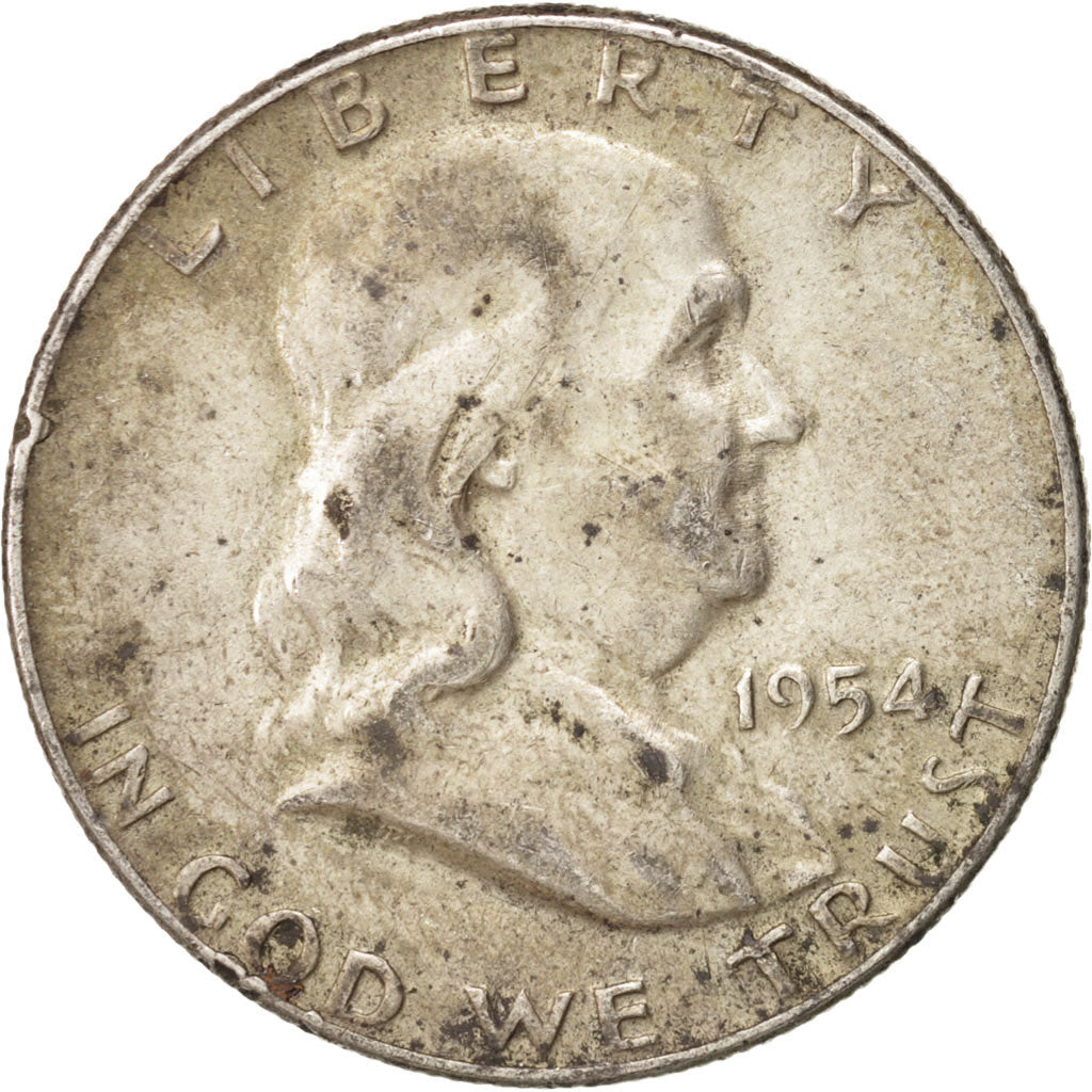 Coin, United States, Franklin Half Dollar, Half Dollar, 1954, U.S. Mint