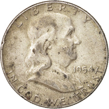 Coin, United States, Franklin Half Dollar, Half Dollar, 1954, U.S. Mint