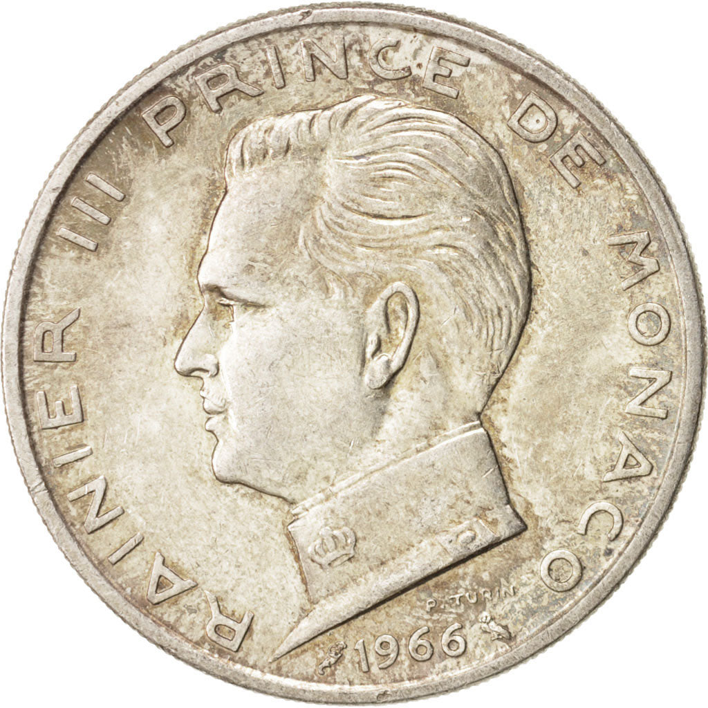Monaco, Rainier III, 5 Francs, 1966, Paris, AU(55-58), Silver, KM:141