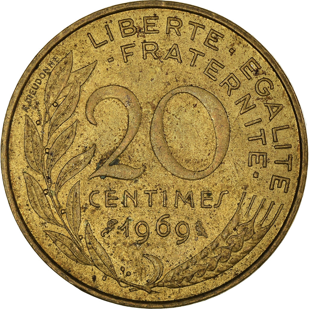 Moeda, França, 20 Centimes, 1969