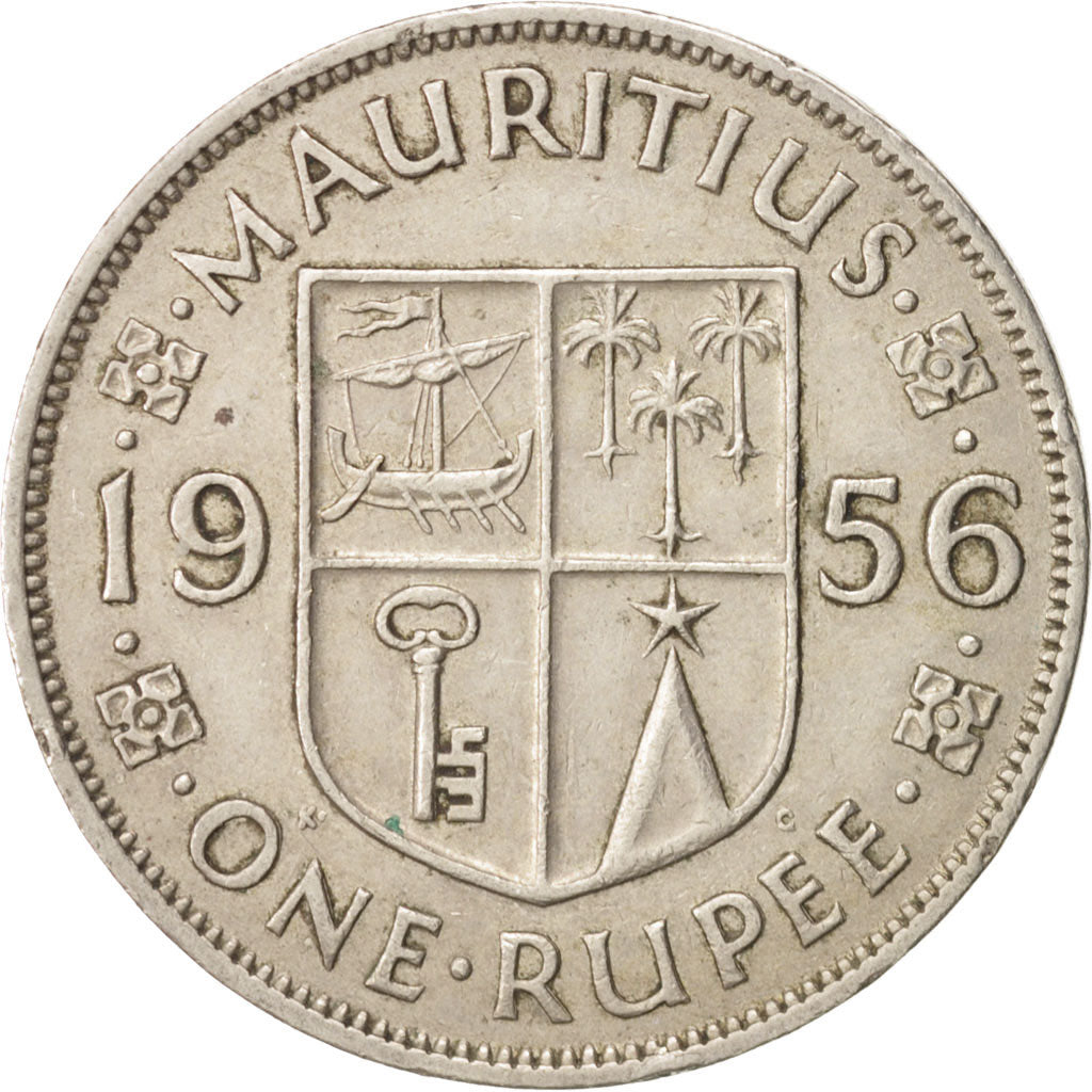 Coin, Mauritius, Elizabeth II, Rupee, 1956, EF(40-45), Copper-nickel, KM:35.1