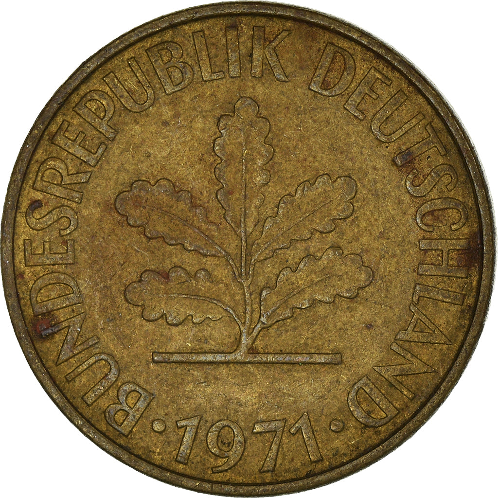 Moeda, ALEMANHA - REPÚBLICA FEDERAL, 10 Pfennig, 1971