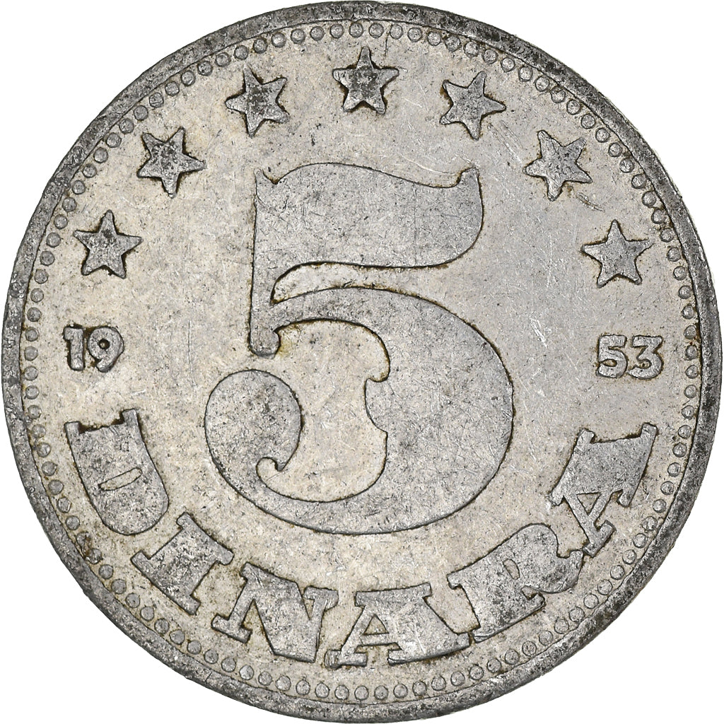 Monnaie, Yougoslavie, 5 Dinara, 1953