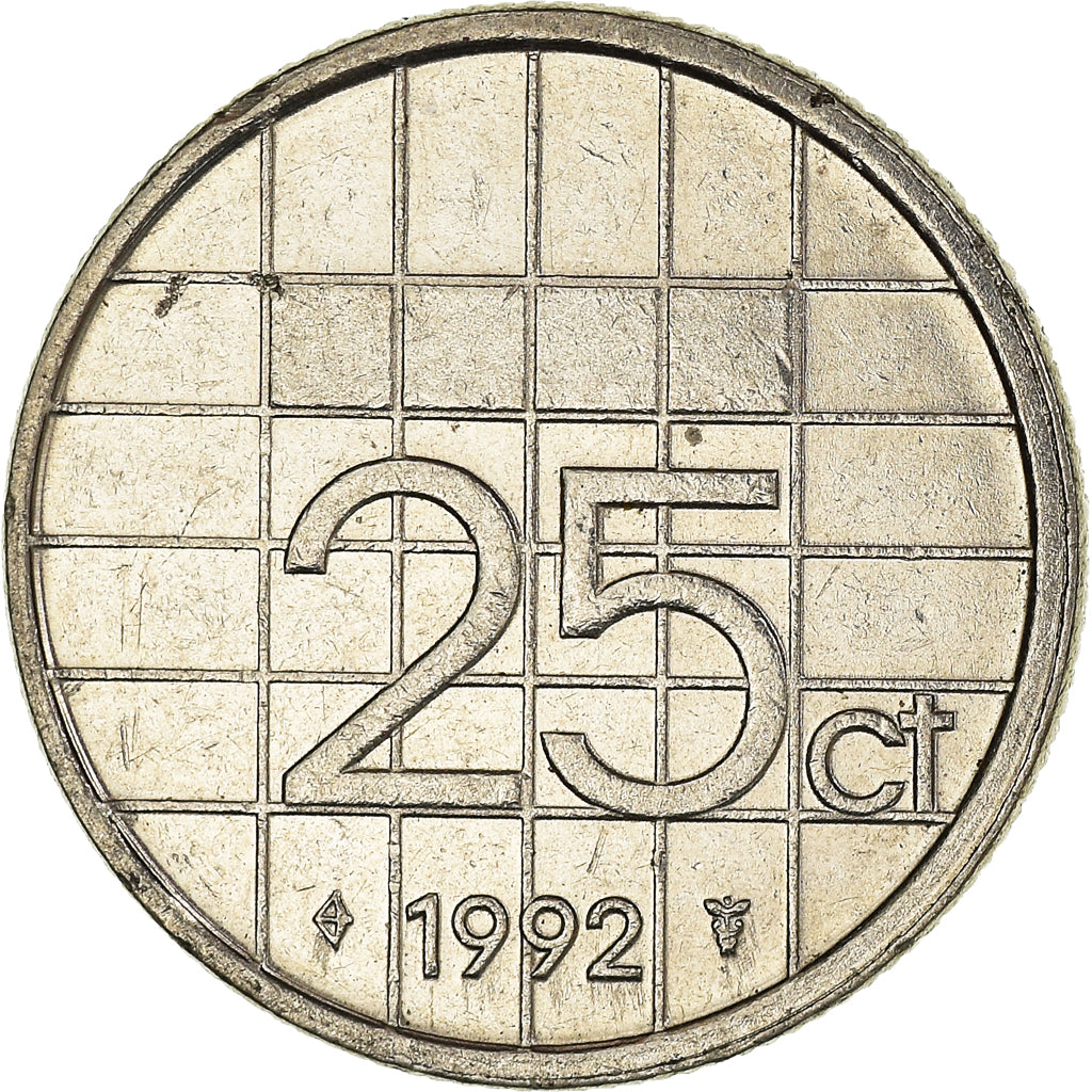Moeda, Países Baixos, 25 Cents, 1992
