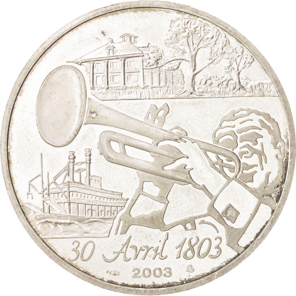 France, 1-1/2 Euro, Cession de la Louisiane, 2003, EF(40-45), Silver, KM:1336