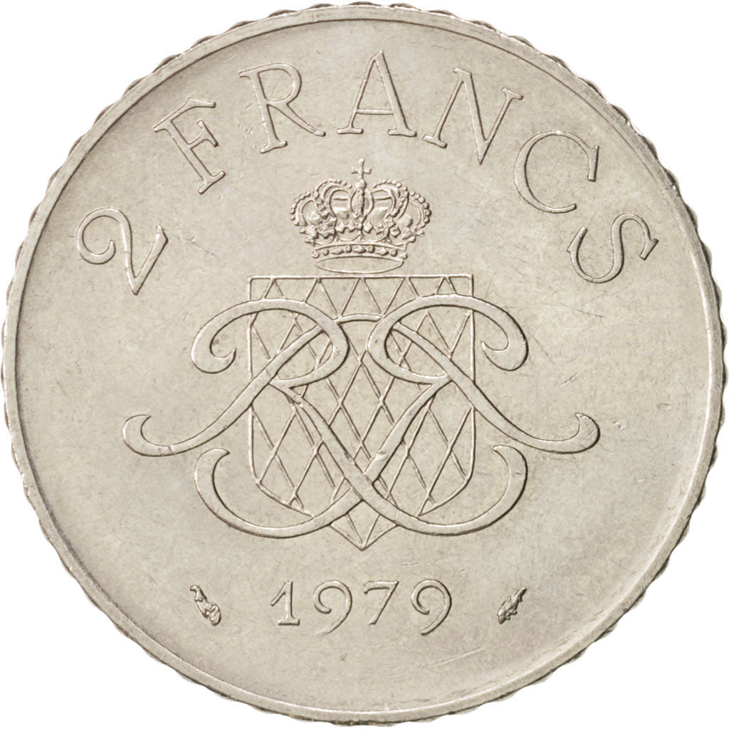 Monaco, Rainier III, 2 Francs, 1979, AU(55-58), Nickel, KM:157