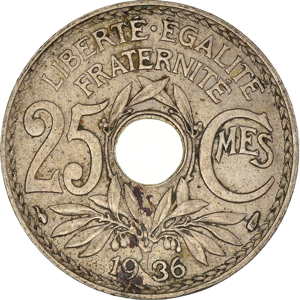 Moeda, França, 25 Centimes, 1936