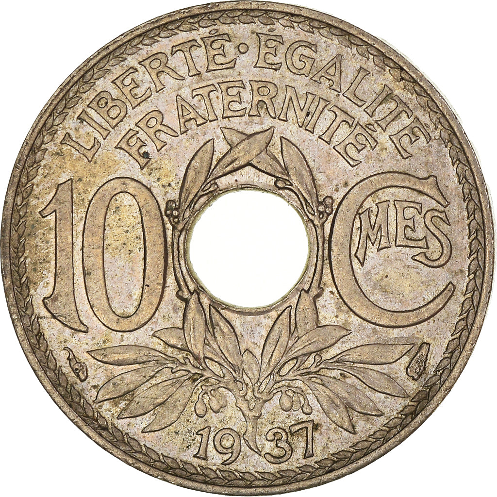 Moeda, França, 10 Centimes, 1937