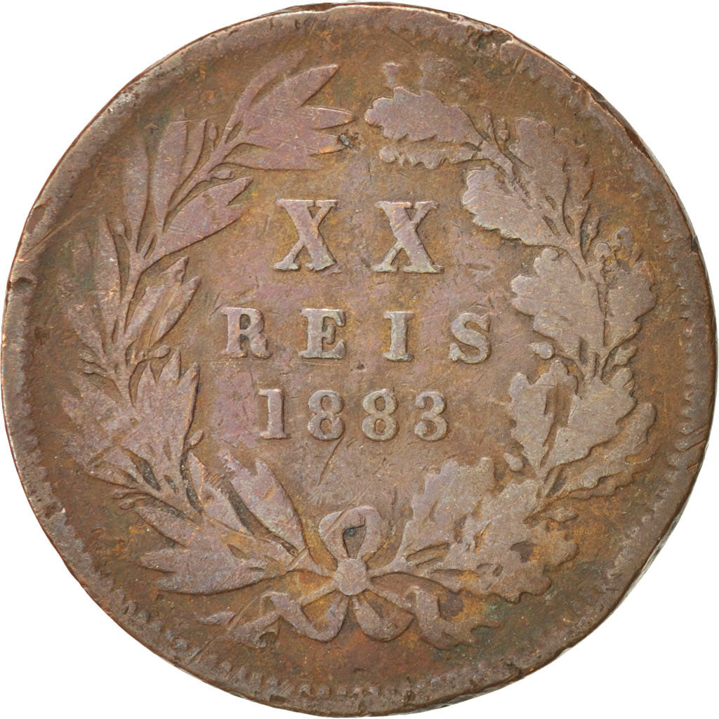 Portugal, Luiz I, 20 Reis, 1883, VF(20-25), Bronze, KM:527