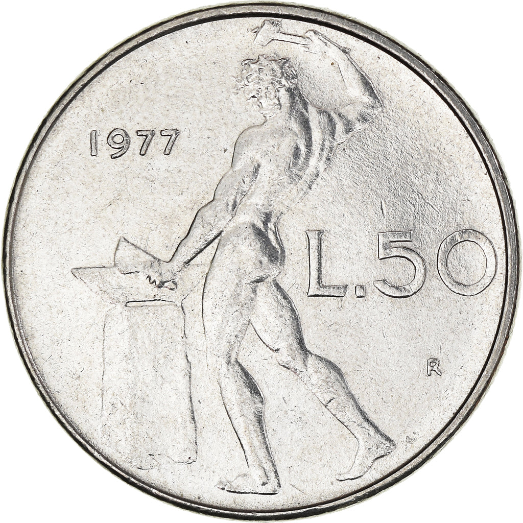 Münze, Italien, 50 Lire, 1977