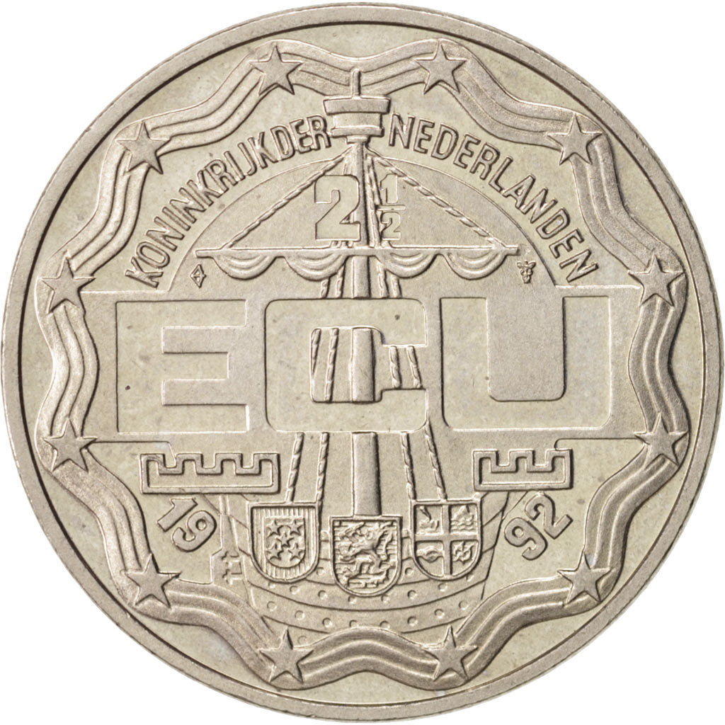 Moneta, Paesi Bassi, Beatrix, 2-1/2 ECU, 1992, Utrecht, SPL, Rame-nichel, KM:59