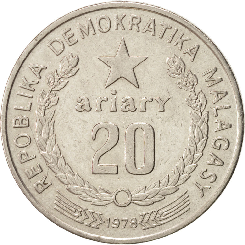 Coin, Madagascar, 20 Ariary, 1978, British Royal Mint, EF(40-45), Nickel, KM:14