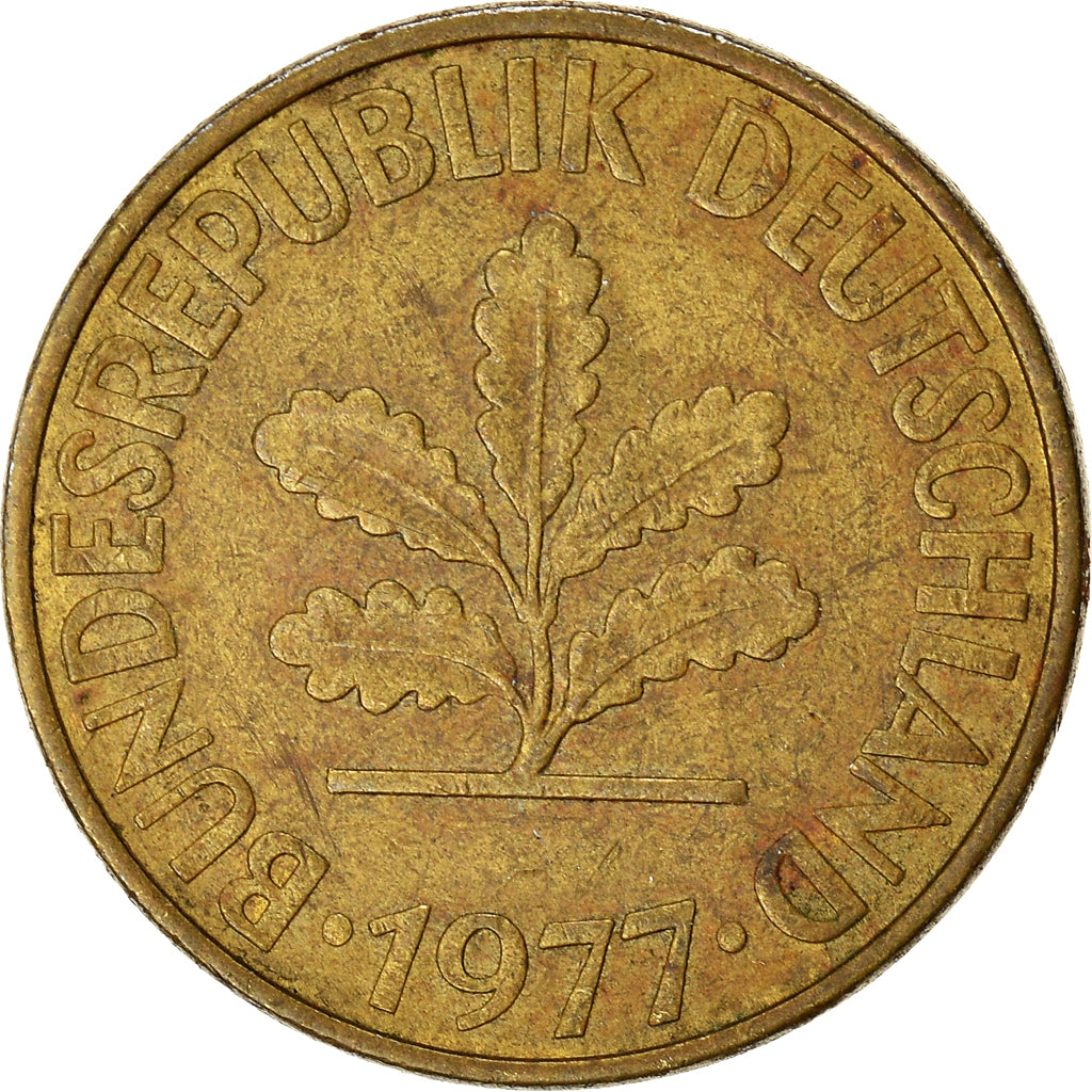 Moeda, ALEMANHA - REPÚBLICA FEDERAL, 10 Pfennig, 1977