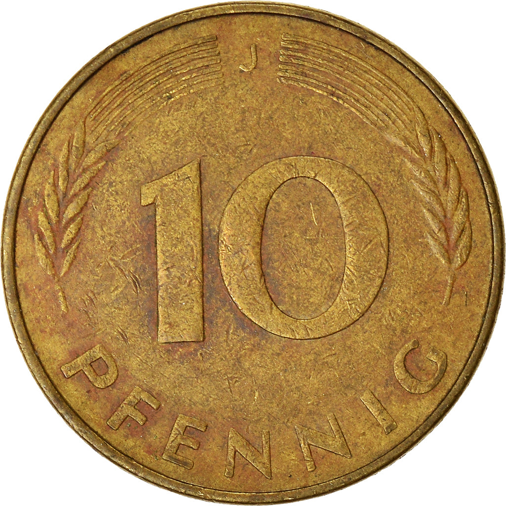 Moeda, ALEMANHA - REPÚBLICA FEDERAL, 10 Pfennig, 1977