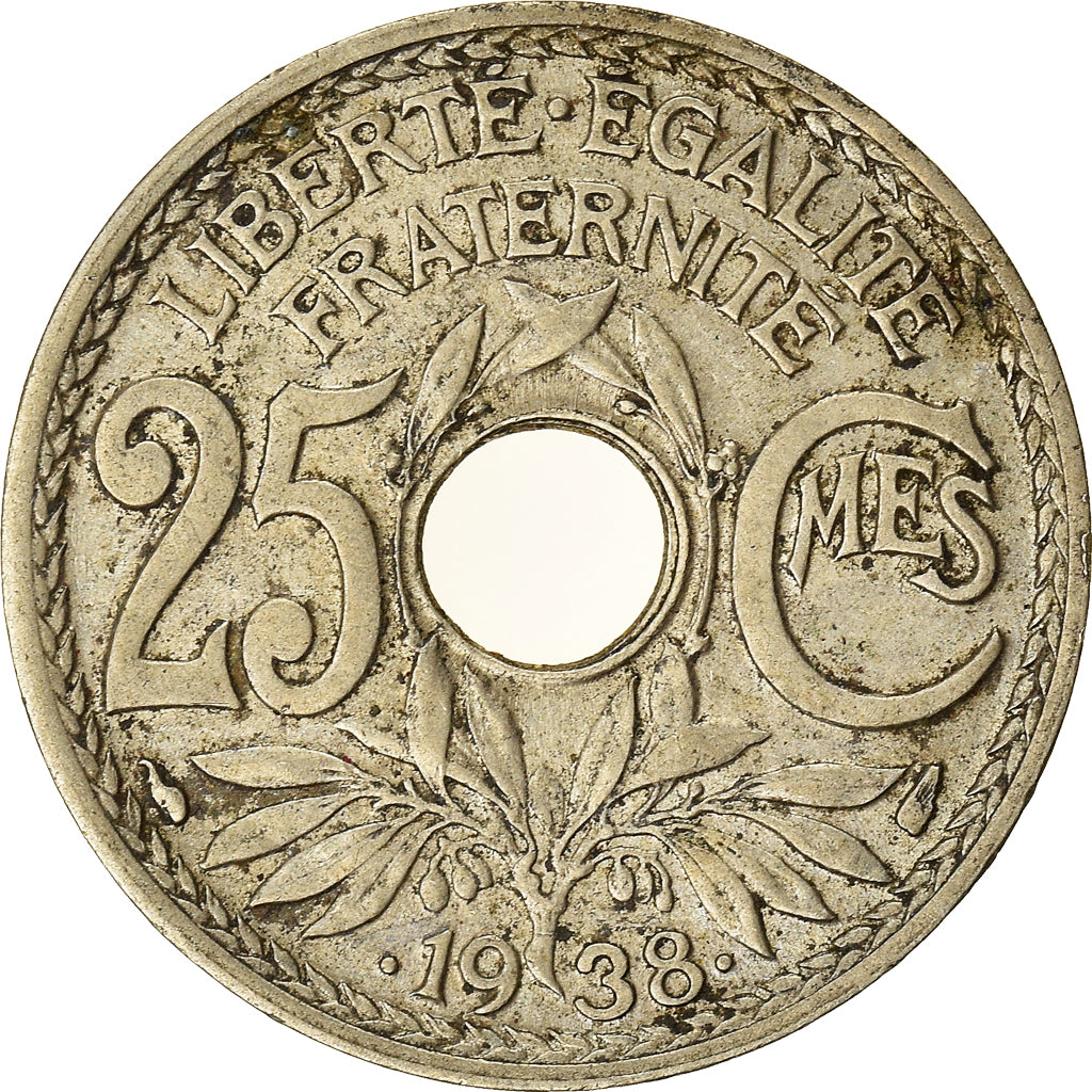 Moneta, Francja, 25 Centimes, 1938
