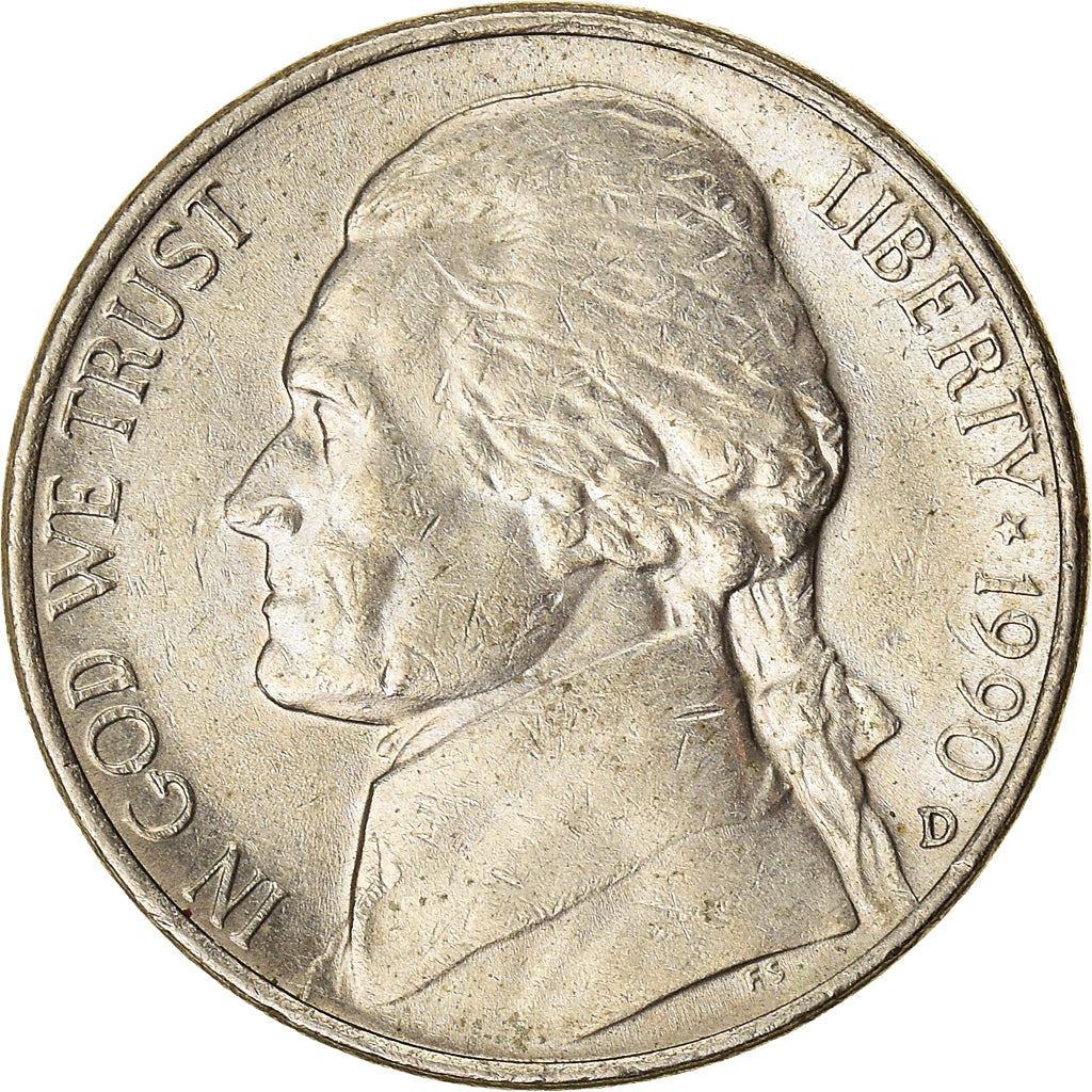 Monnaie, États-Unis, 5 Cents, 1990
