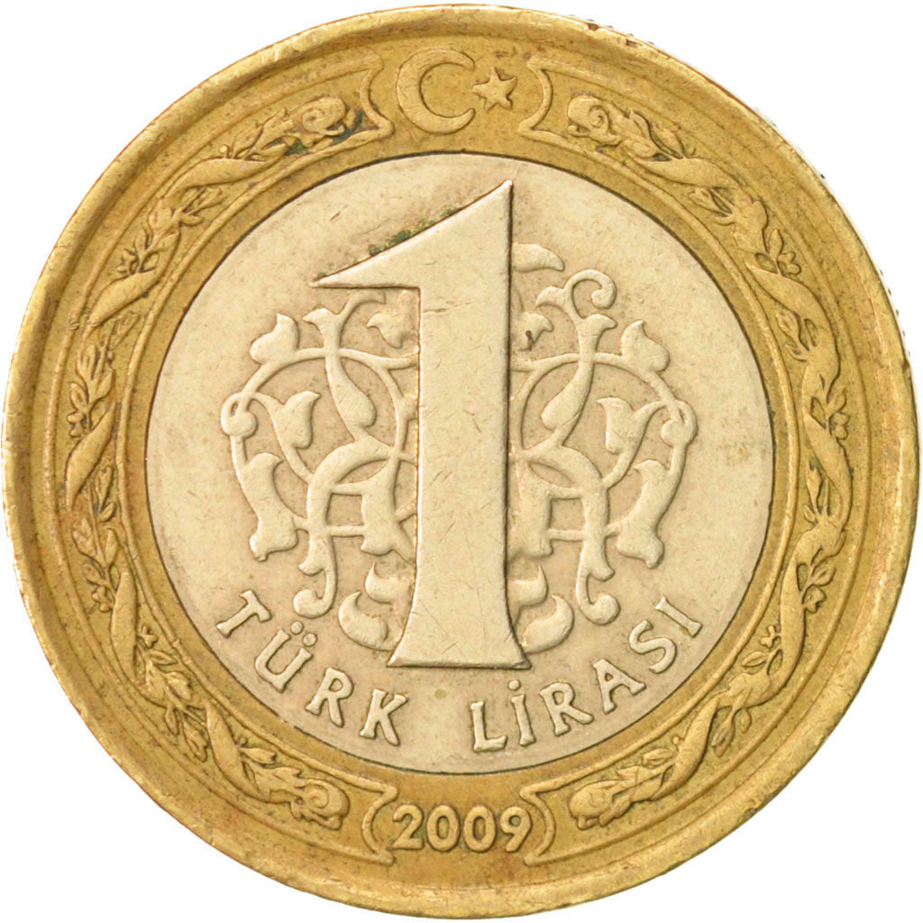 Coin, Turkey, Lira, 2009, EF(40-45), Bi-Metallic, KM:1244