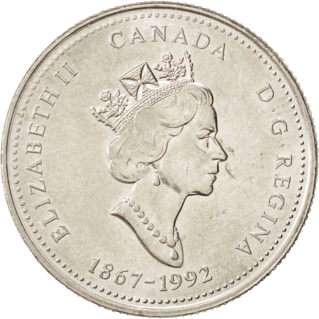 Canada, Elizabeth II, 25 Cents, 1992, Royal Canadian Mint, Ottawa, MS(63), Ni...