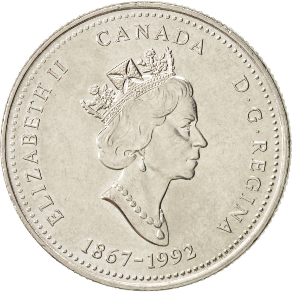 Canada, Elizabeth II, 25 Cents, 1992, Royal Canadian Mint, Ottawa, MS(63), Ni...