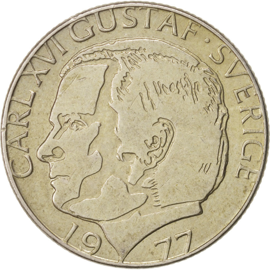 Coin, Sweden, Carl XVI Gustaf, Krona, 1977, AU(50-53), Copper-Nickel Clad