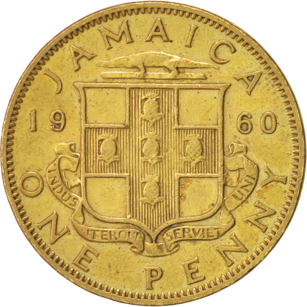 Jamaica, Elizabeth II, Penny, 1960, EF(40-45), Nickel-brass, KM:37
