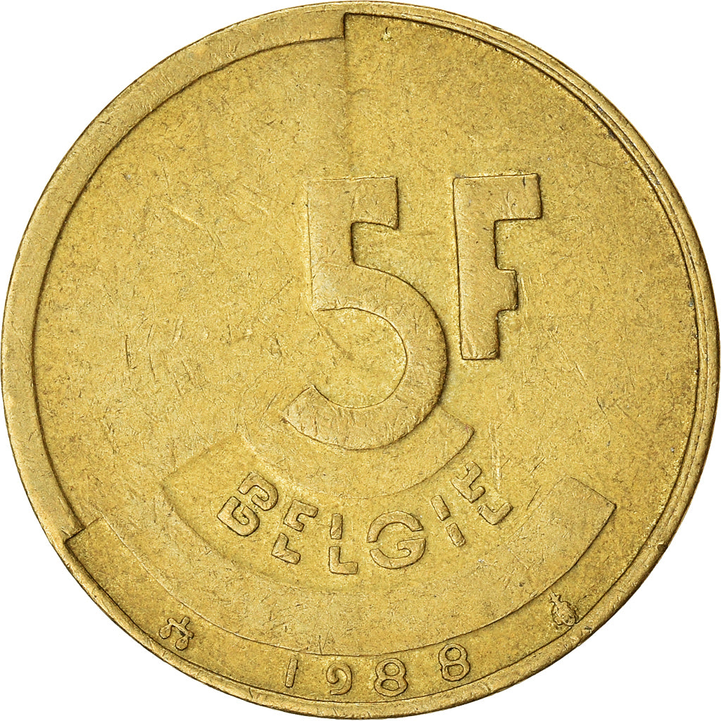 Coin, Belgium, 5 Francs, 5 Frank, 1988