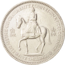 Great Britain, Elizabeth II, Crown, 1953, AU(55-58), Copper-nickel, KM:894