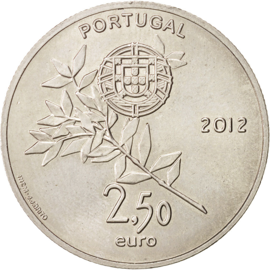 Portugal, 2-1/2 Euro, 2012, MS(63), Copper-nickel, KM:816