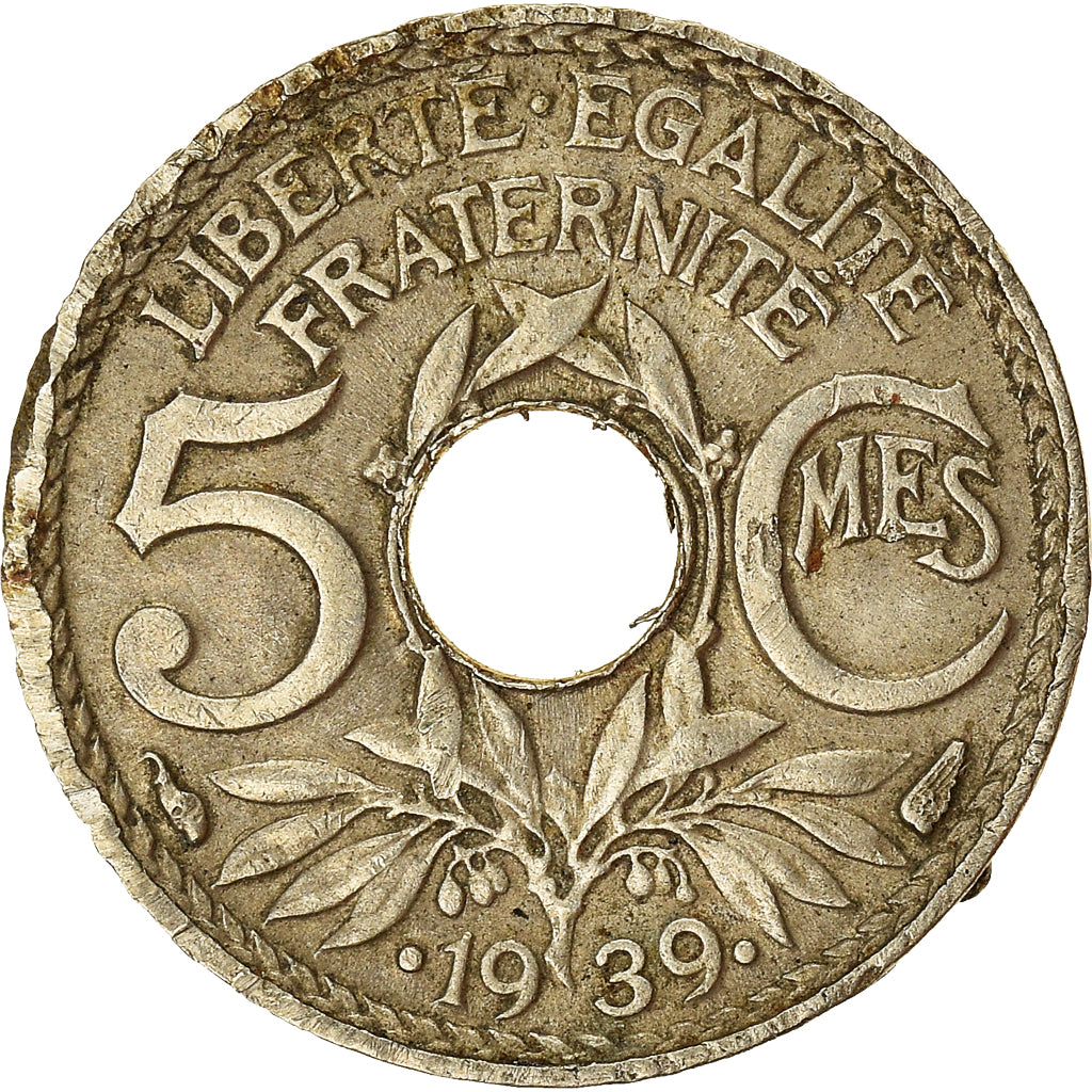 Munten, Frankrijk, 5 Centimes, 1939